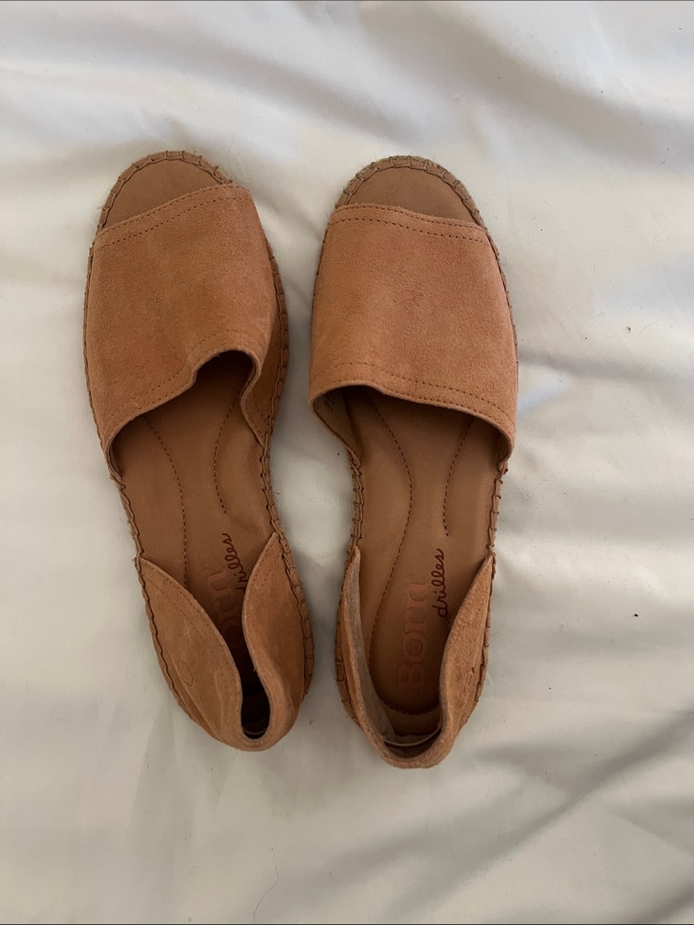 Born Suede Tan Open-Toe Espadrille Flats